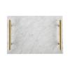 AhunderJiaz Natural Marble Jewelry Tray Vanity Tabletop Ornament with Gold Handles Bathroom Home Decor