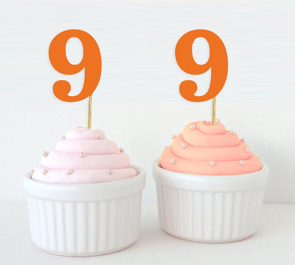 Darling Souvenir| Number 9 Birthday Year Cupcake Toppers| Birthday  Anniversary Party Dessert Decorations - Pack Of