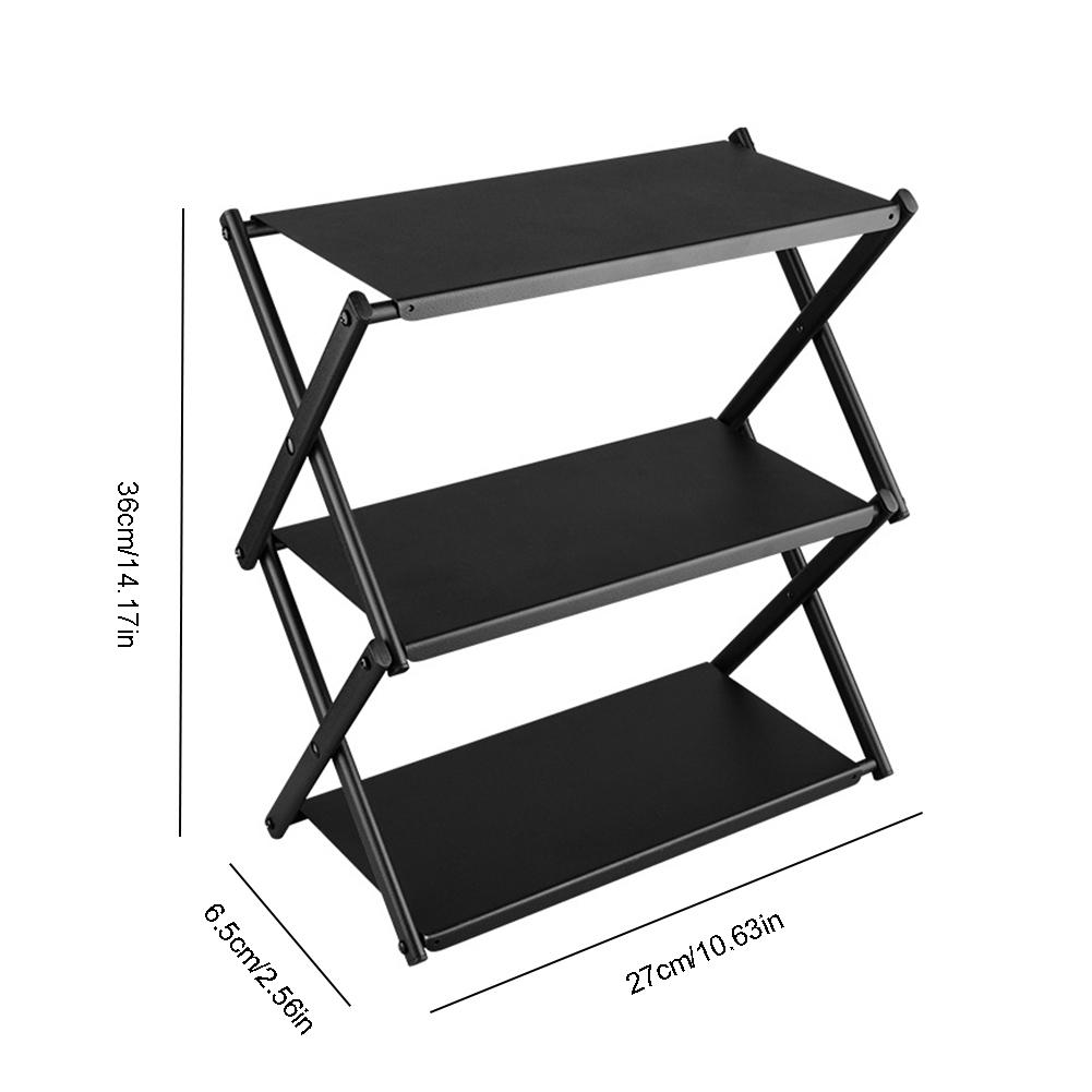 3-nivås Campingförvaringsställ Multifunktionellt Hopfällbart Förvaringshylla Kraftig Bärbar Campingorganisatör för Trädgård Strand