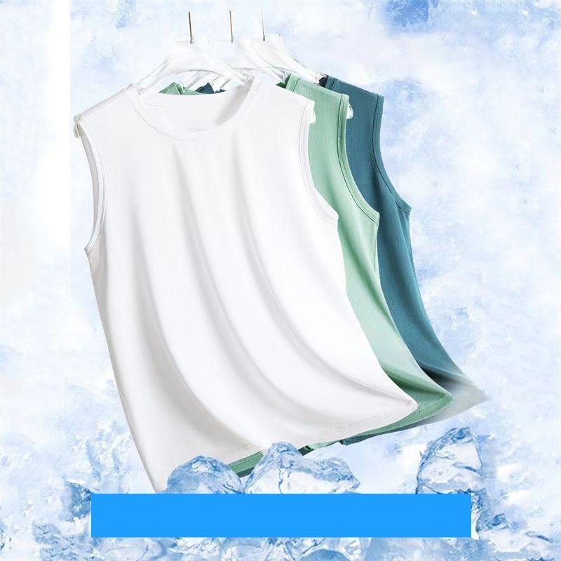 Men's Ice Silk Mesh Vest Lightweight Sports Summer Wear Sleeveless T Shirt Tank Casual Fashion Outerwear