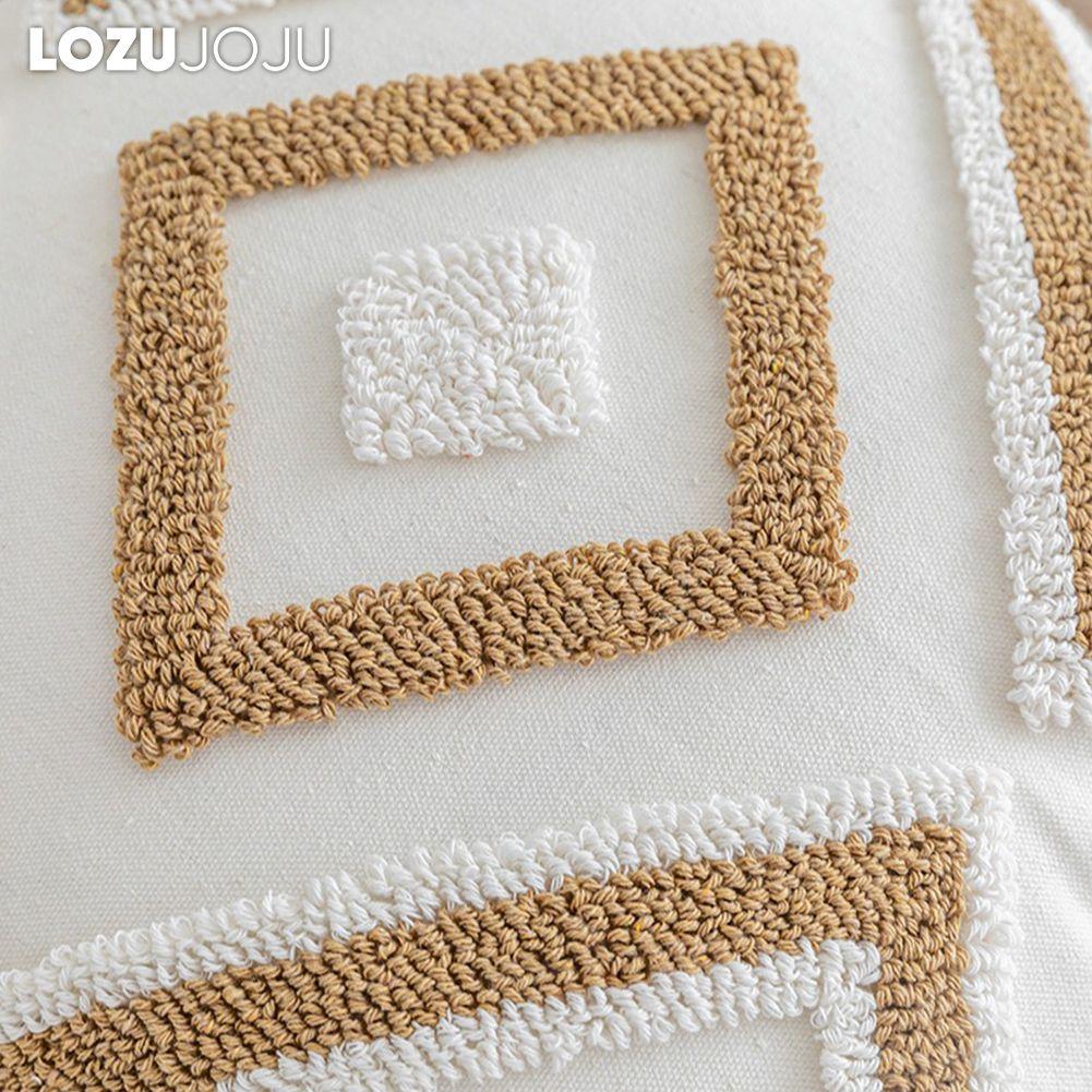1PC LOZUJOJU Comfortable and Versatile Pillowcase Polyester Cotton Tufted Tassel Decorative Cushion Cover for Sofa Living Room Bedroom Home Decor