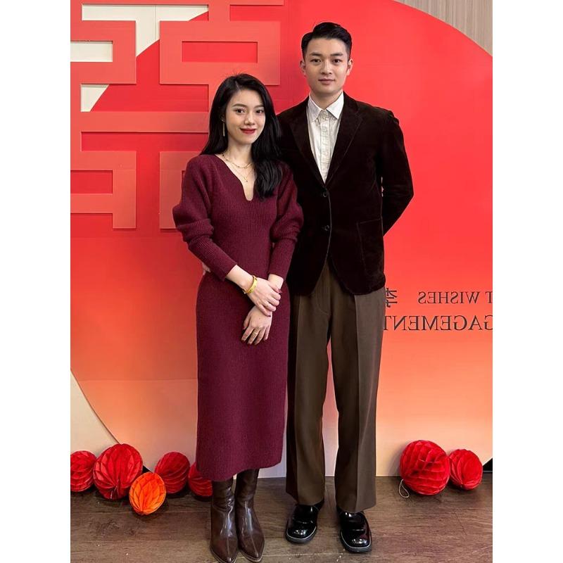 

Зарегистрируйтесь и получите сертификат, платье для помолвки, повседневная одежда, богатая дочь, одежда высокого класса, вязаное платье внутри, осень и зима XL