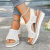 Womens Sandals Hollow Platform Sandals  Fish Mouth Women's Shoes Outdoor Beach Wedges Sandal Woman Footwear Women Retro Casual