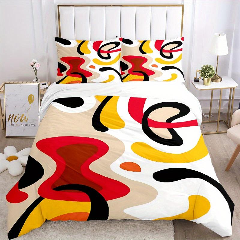 3pcs Abstract Art Print Bedding Set, Ideal for Home Use, Suitable for Bedroom Decor (1*Duvet Cover + 1/2*Pillowcases, No Core) Yy250821212
