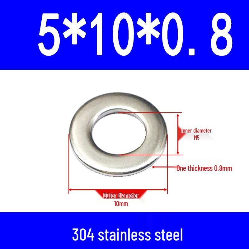 304 Stainless Steel Flat Gasket Washer, Metal Spacer for M2-M20.