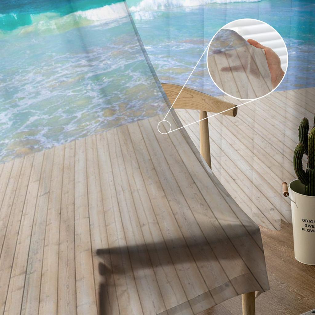 Beach Blue Sky White Clouds Sheer Curtains Modern Gauze Curtain for Living Room Bedroom Voile Yarn Curtains