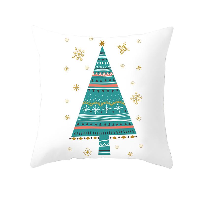 Christmas Peach Skin Pillow Cover Nordic Sofa Cushion Cover Cartoon Print Pillow Cover