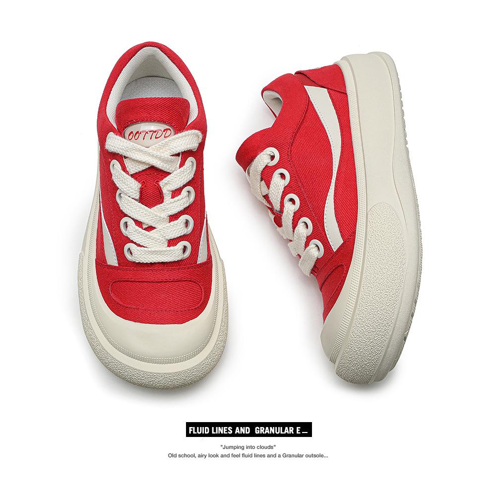 

Пузырчатый напиток модный бренд обувь с большой головой кривая толстая подошва универсальная парусиновая обувь хлебная обувь повседневная обувь с большой головой 44 красный