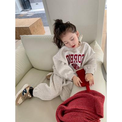 Autumn Girls' Embroidered Sweatshirt & Fashion Sweatpants Set for Kids