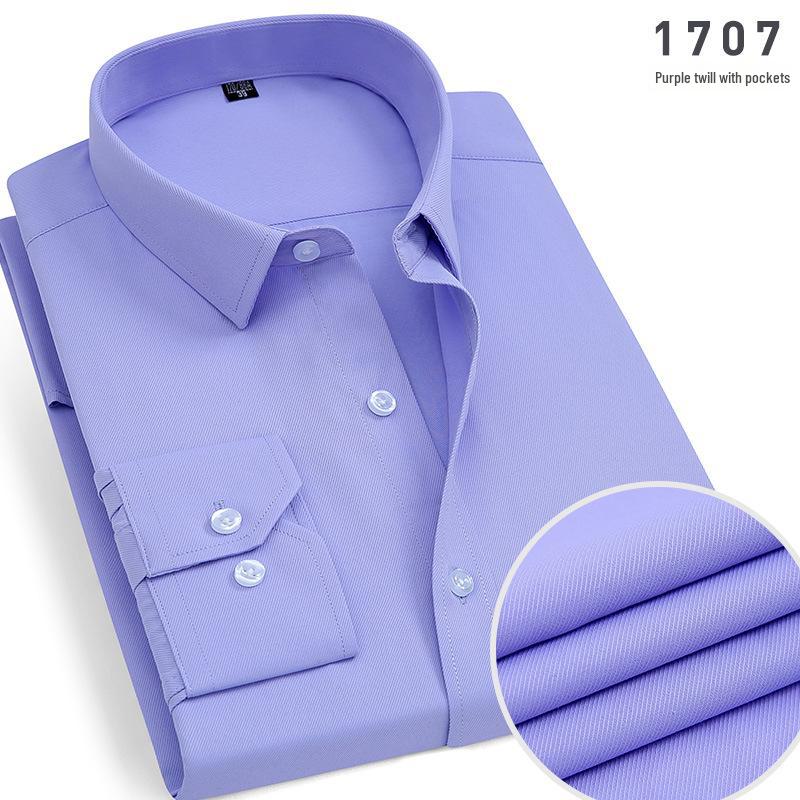 Men's Blue & White Striped Long-Sleeve Shirt - Spring/Summer Professional & Trendy Business Casual Wear