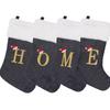 2026 Christmas Decorations: Grey Velvet Embroidery Letter Stocking Gift Bag