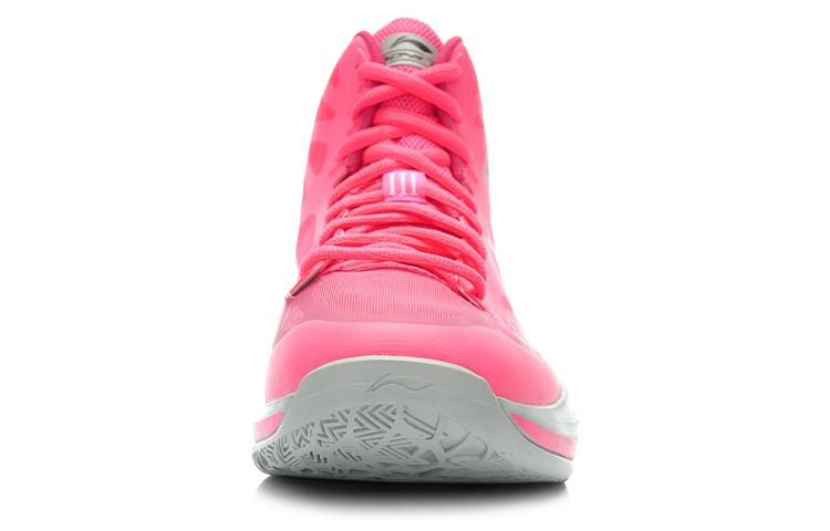 Li Ning SONIC 3 Mesh Slip Resistant Coverage Support Cushioning High top Basketball Shoes Men's Pink Gray ABPK021-5