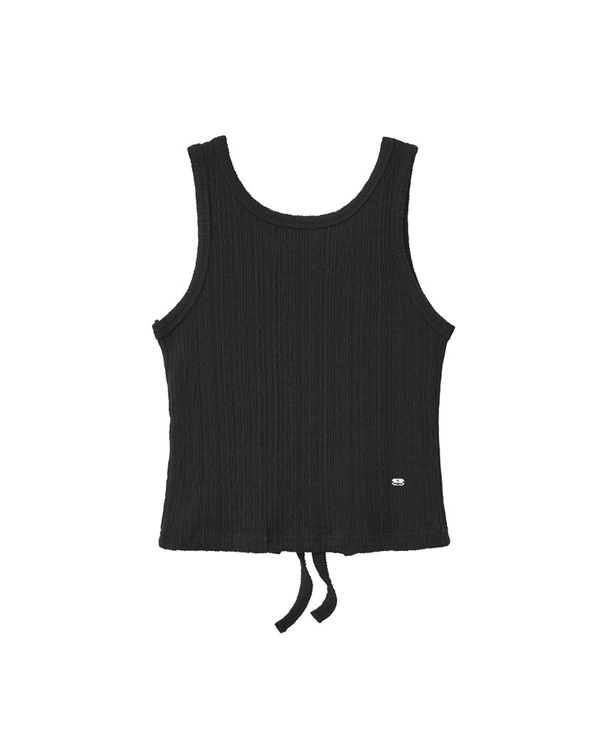 Lense Open Back Tie Top Black
