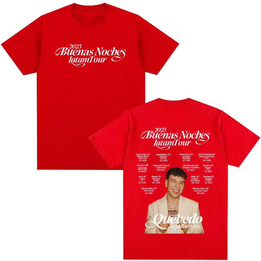QUEVEDO 2025 DOBROU NOC LATAM TOUR Trička Pánské Dámské Oblečení Retro Móda Nadměrné Bavlněné Tričko Hip Hop Ležérní Trička