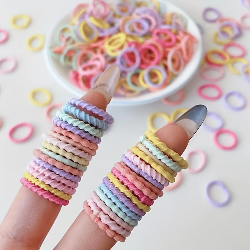 100Pcs Kids Colorful Mini Rubber Bands Elastic Hair Ties Small Seamless Ponytail Holders for Toddler Girls