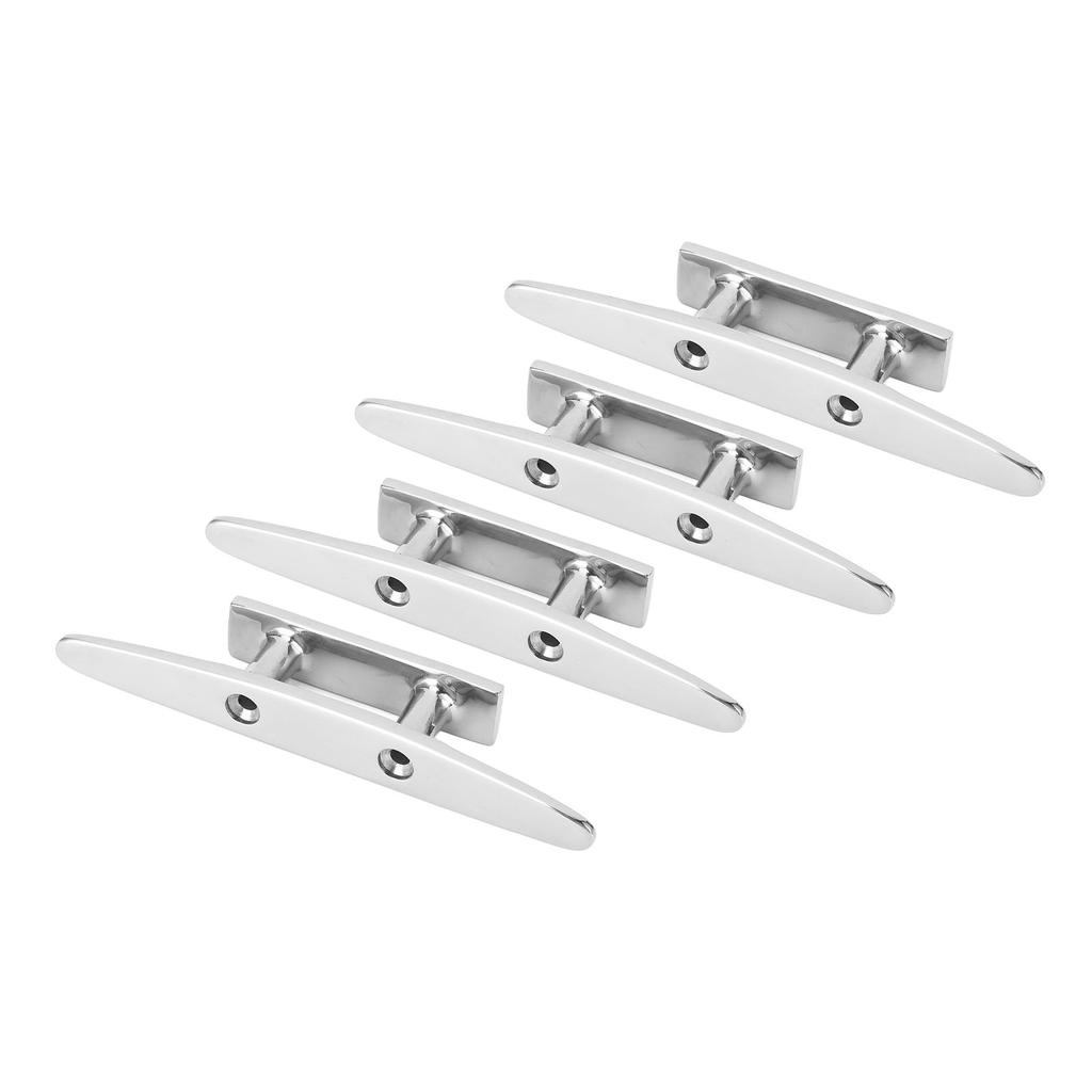 4PCS 5in Boat Cleat 316 Stainless Steel Open Base Dock Cleats High Polished Yacht Dock Mooring Cleat for Speedboat