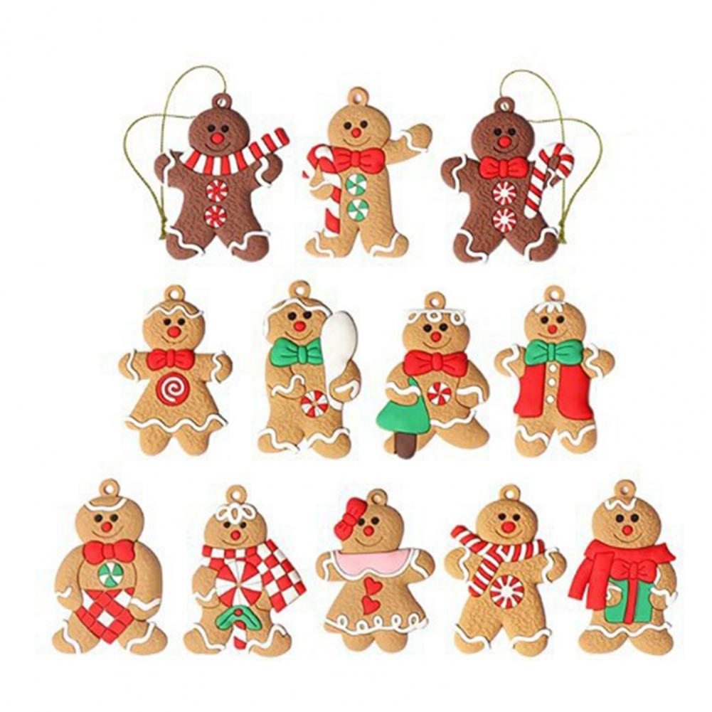 Small Gingerbread Man Pendant Cute Christmas Tree Decorations Gingerbread Man Christmas Ornaments Set Santa for Xmas for Holiday