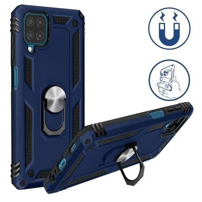 Case for Samsung A12(6.5 ") Navy Blue With Ring Support Reinforced Edge Anti-Shock Silicone