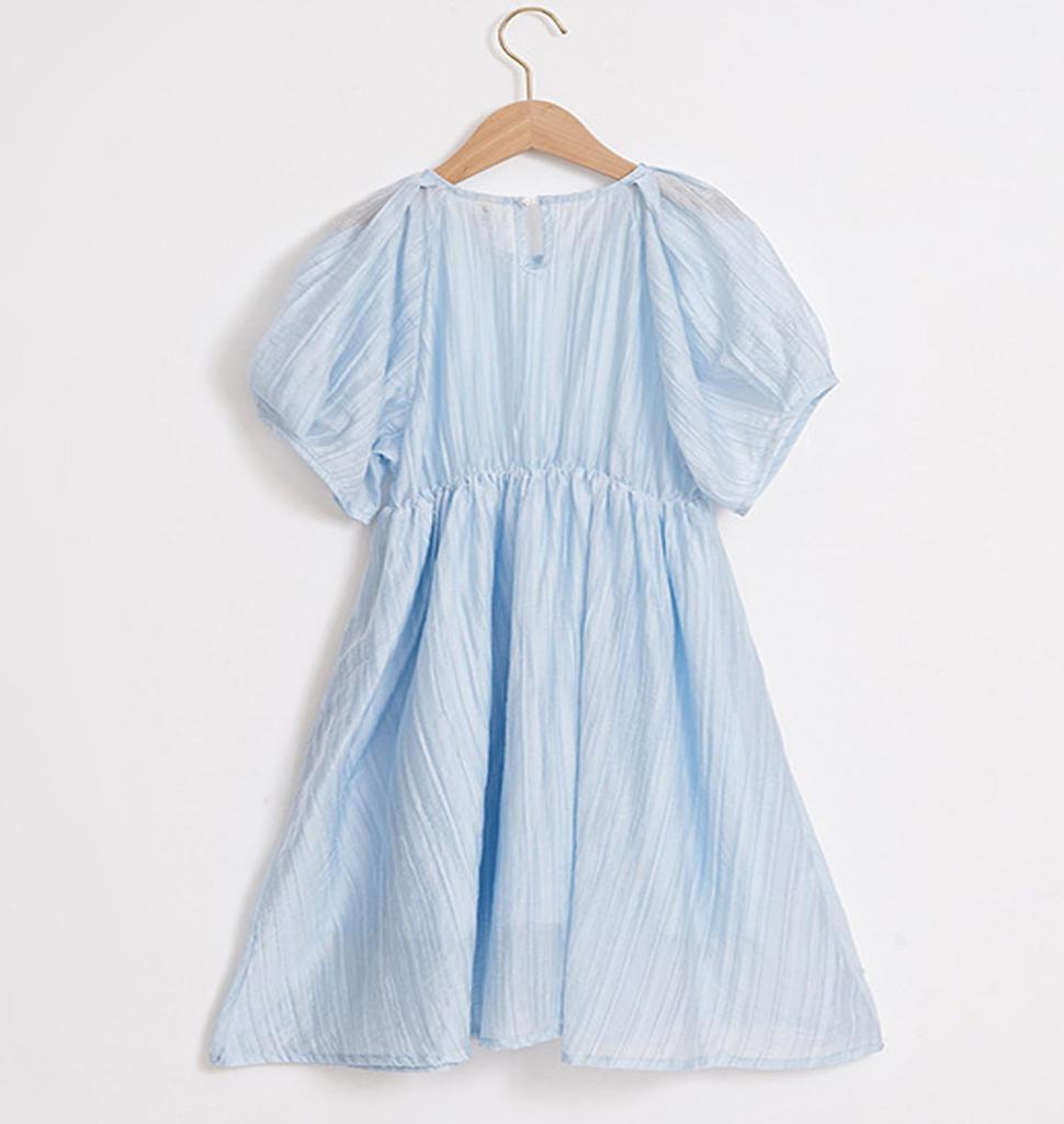 Tunika Krátká Lehká Letní Princeznovská Ideální pro Každodenní Nošení YY-Natuhi Dívčí Šaty, Rukáv, Modrá, Tencel, Měkké, Oblečení, Ležérní/Formální, Styl, Volánky,