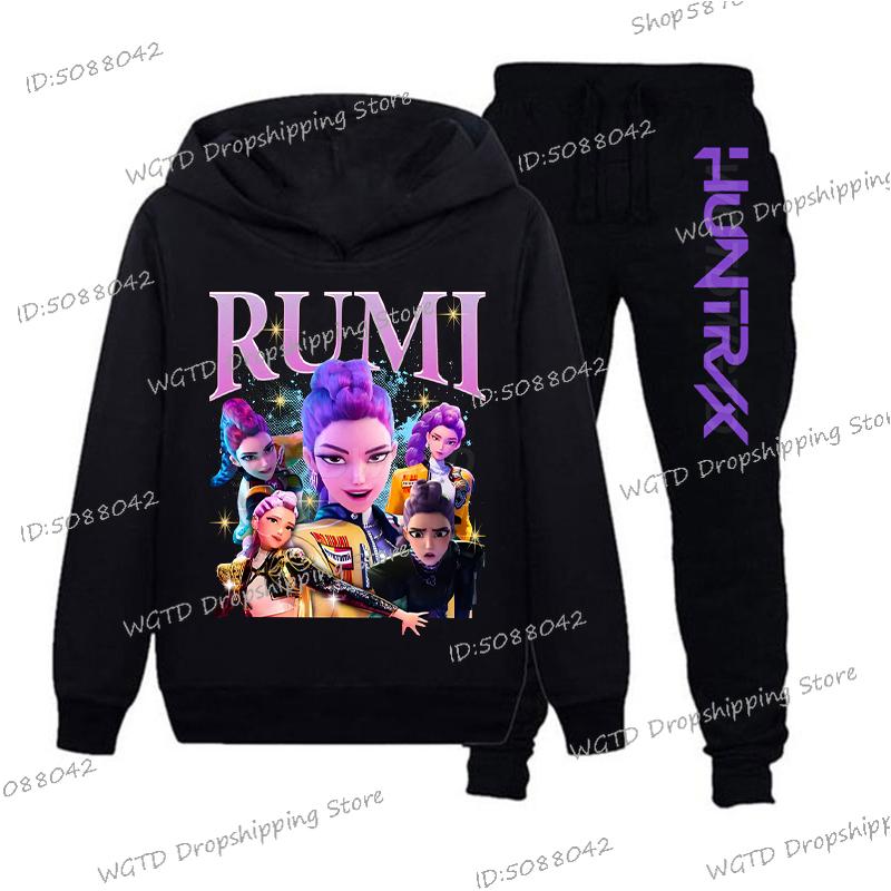 Dospívající KPop Lovci démonů Mikiny+Kalhoty Sety Chlapci Dívky Korejské Anime Film Mikina Módní Dlouhý Rukáv Dětské Mikiny Sportovní Soupravy