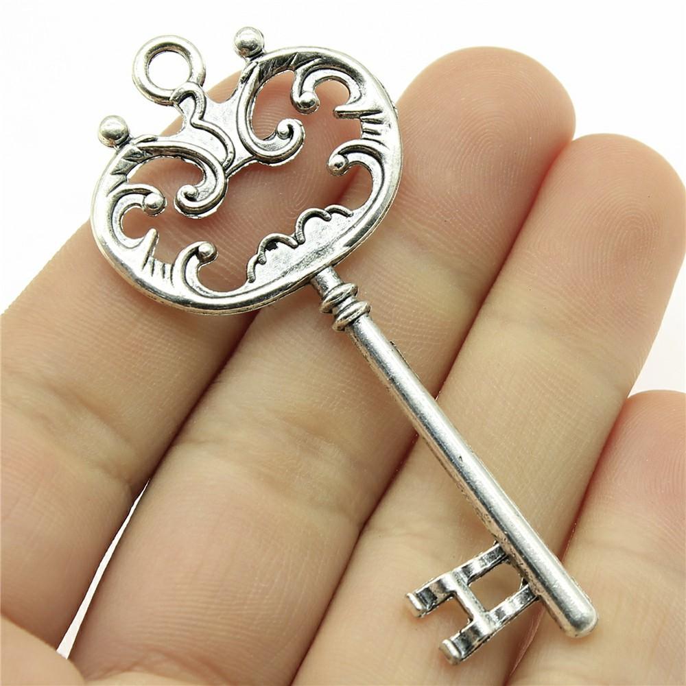 5pcs Charms Key Antique Silver Color Vintage Key Charms For Jewelry Making Charms Pendant Key Jewelry Findings DIY