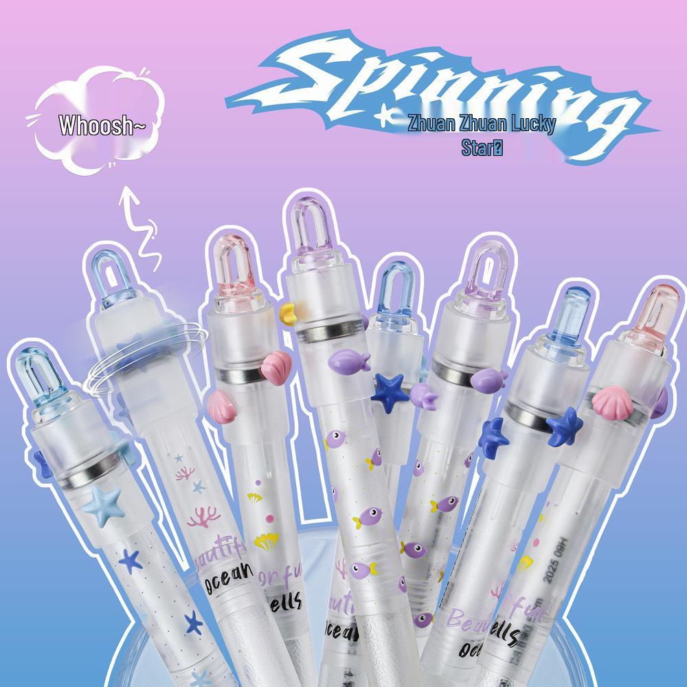 

Dongmi Zhuanzhuan Lucky Star Clickable Ballpoint Pen with Ocean Blue Design, Non-slip Sleeve, and Quick-drying Black Ink for Exams. Carefree Sprite [Price for 1 piece]