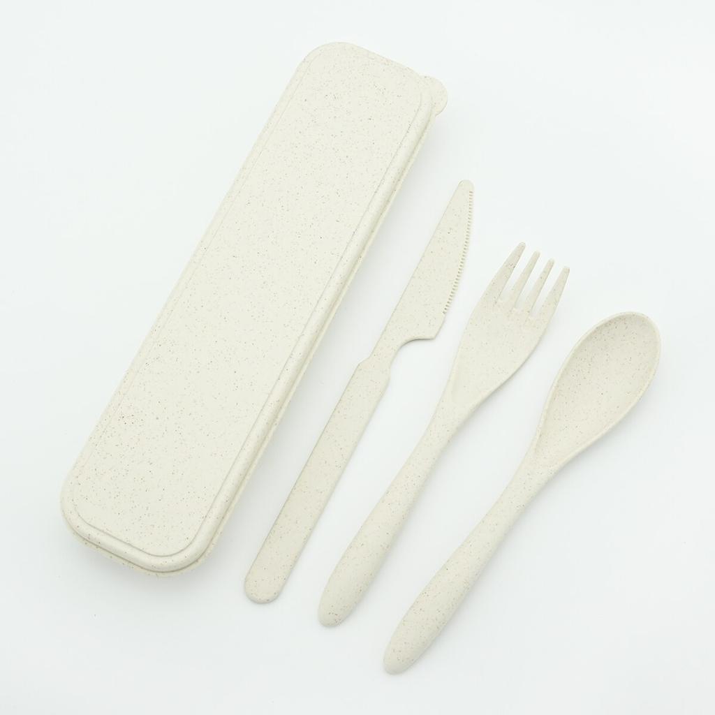 Convenience Travel Dinnerware Box Knife Fork Spoon With Portable Wheat Cutlery Flatware Set Kitchen BBQ Tableware Set