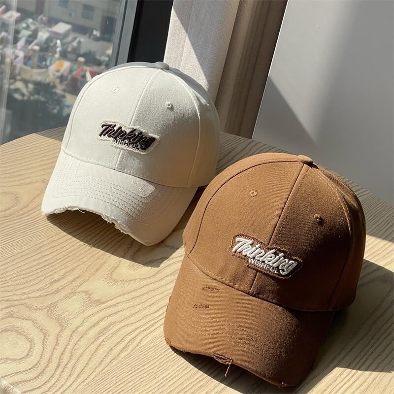 New Embroidery Thinking Spring and summer hard-top baseball hats for women in Korean style, which highlight the face and feature a small duckbill