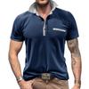 Erkek Yaz Polo Gömlek Kısa Kollu Yaka Yaka 3 Düğme Renk Engelleme T-shirt Slim Fit Casual Erkek Giyim Tops