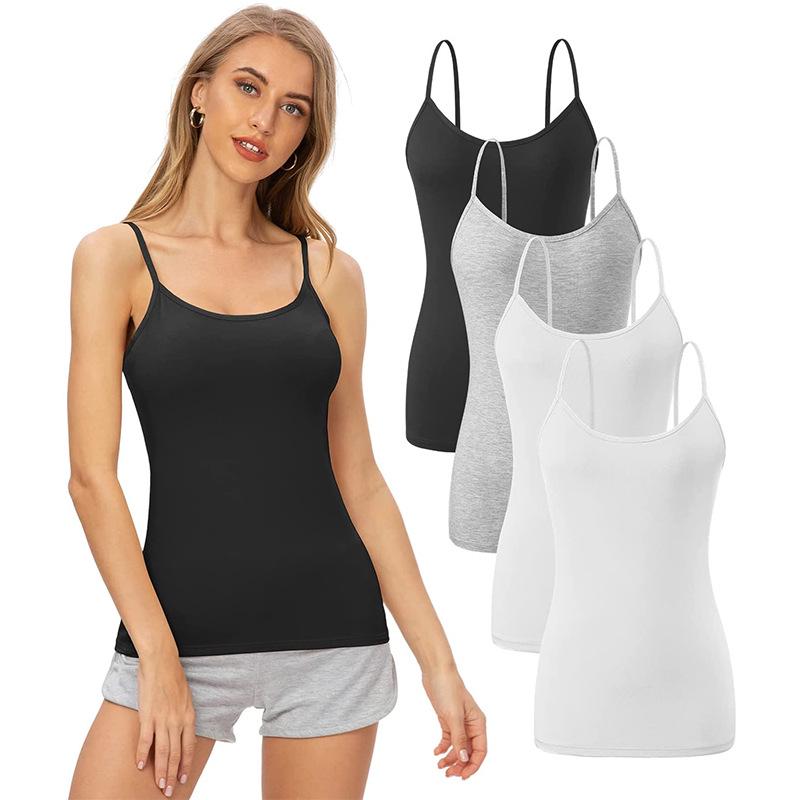 Sleeveless Women's Camisole with Chest Pads - Spaghetti Strap Tank Top, Wire-Free Cup, Ideal As Outerwear Base Layer or Yoga Sportswear