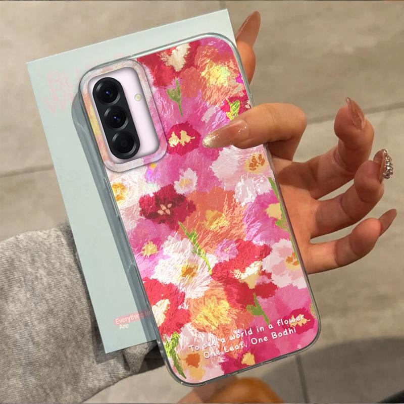 Pink Flower Girls Women Phone Case For Samsung Galaxy A56 A16 A17 A26 A36 A06 A07 A55 A35 A25 A54 S24 S25 Ultra S22 S23 FE Cover
