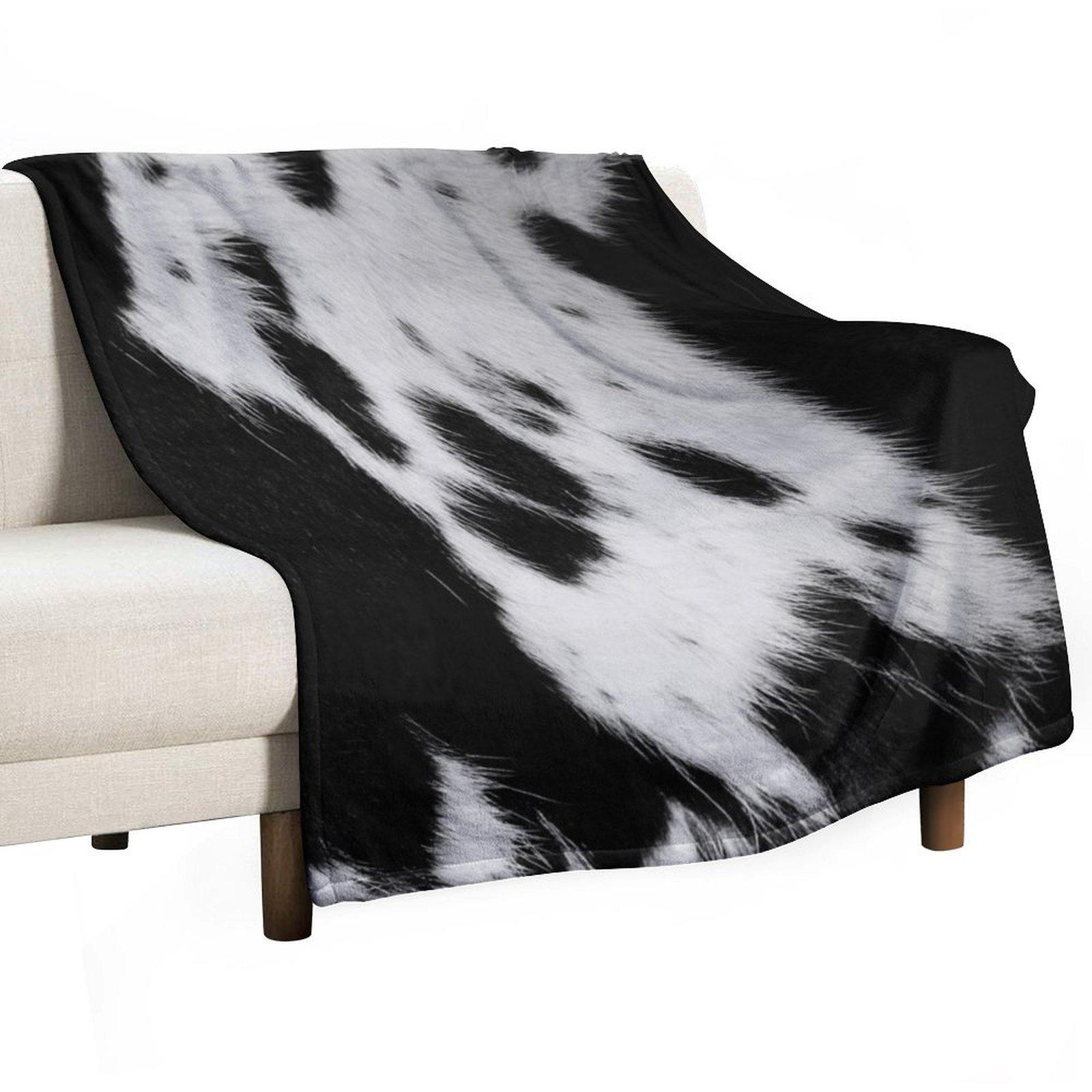 

Black cow skin animal print, cowhide style Throw Blanket Fashion Sofas Loose Bed covers Travel Blankets 30x40in