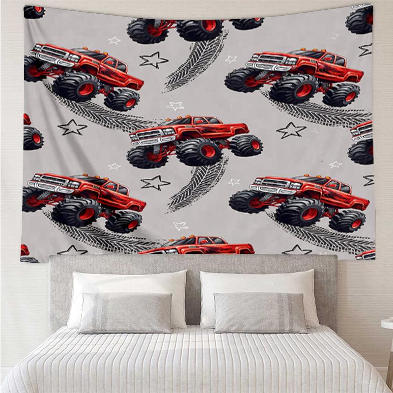 Truck Print Tapestry, Backdrop, Easy Setup, Ideal for Bedroom, Office & Living Room, with Aesthetic Wall Hanging Decor.