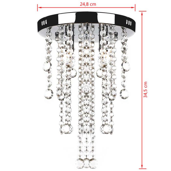 VidaXL Plafonnier Métal Blanc Perles Cristal Lustre Lumière Lampe Suspension 241382