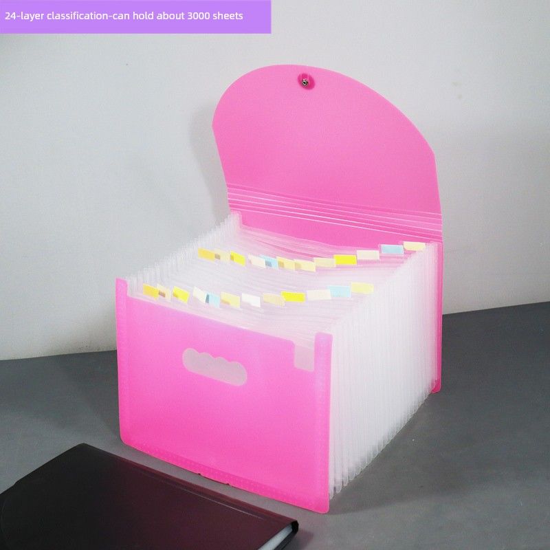 A4 Folder Transparent Material Book File Bag File Bag Desktop Storage Box Retractable File Holder Student Test Paper Volumes