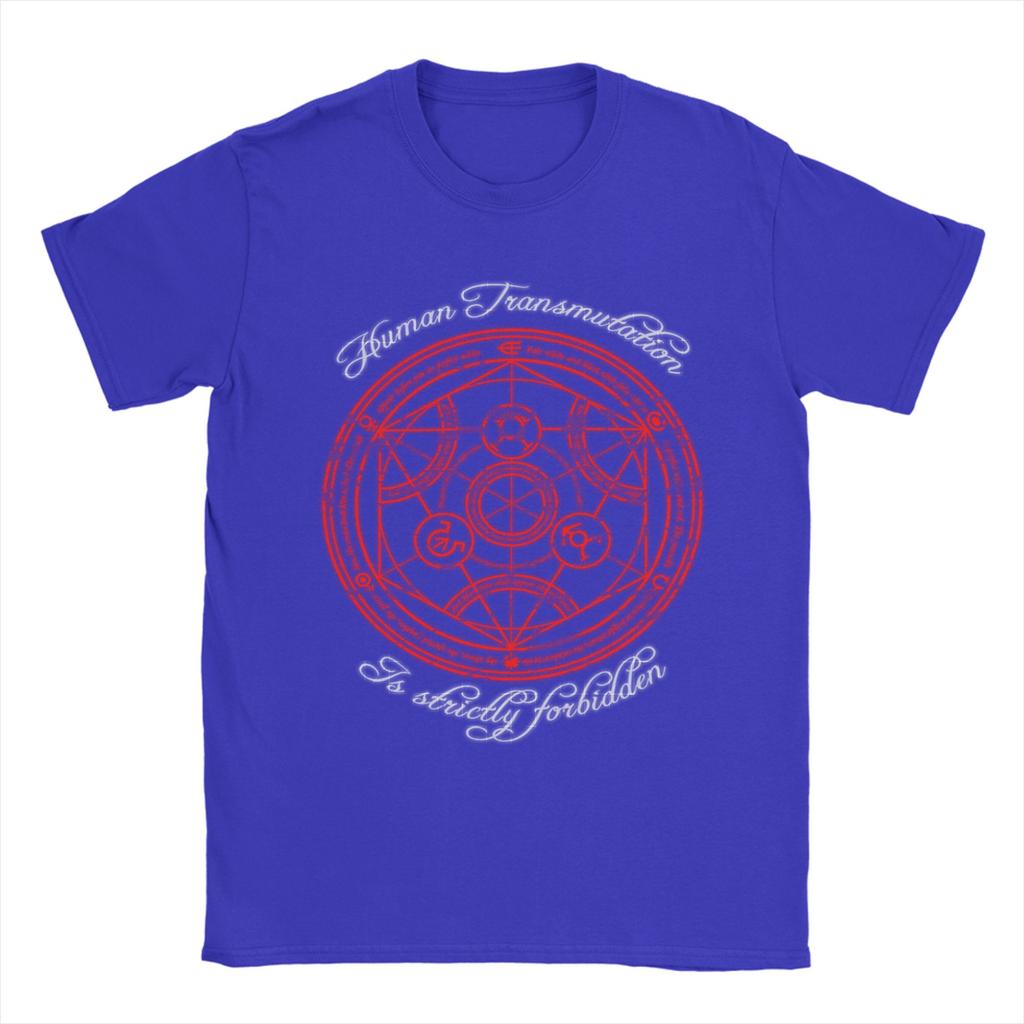 Fullmetal Fusioonn Circle T Shirts for Unisex Cotton Leisure TShirt Round Collar Fullmetal Alchemist Anime Tees Short Sleeve Tops
