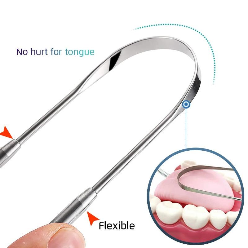4/5Pcs Stainless Steel Useful Tongue Scraper Cleaner Reusable Fresh Breath Cleaning Coated Tongue Oral Hygiene Care Tools