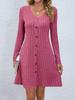 V,neck Fashionable Button,down High,waisted Color Dress