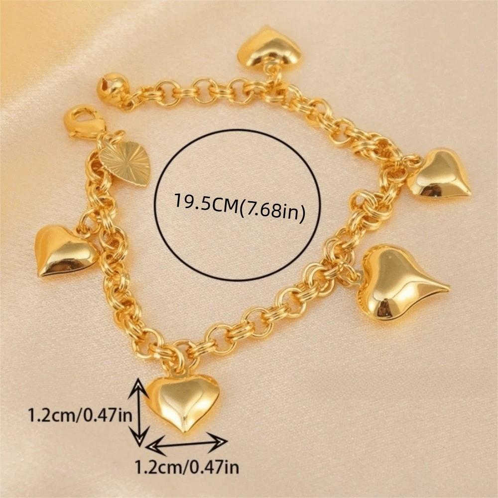 Elegant Heart Bracelet Unique Charm Chunky Bracelet Anniversary Gift Gold Bracelet Daily Wear