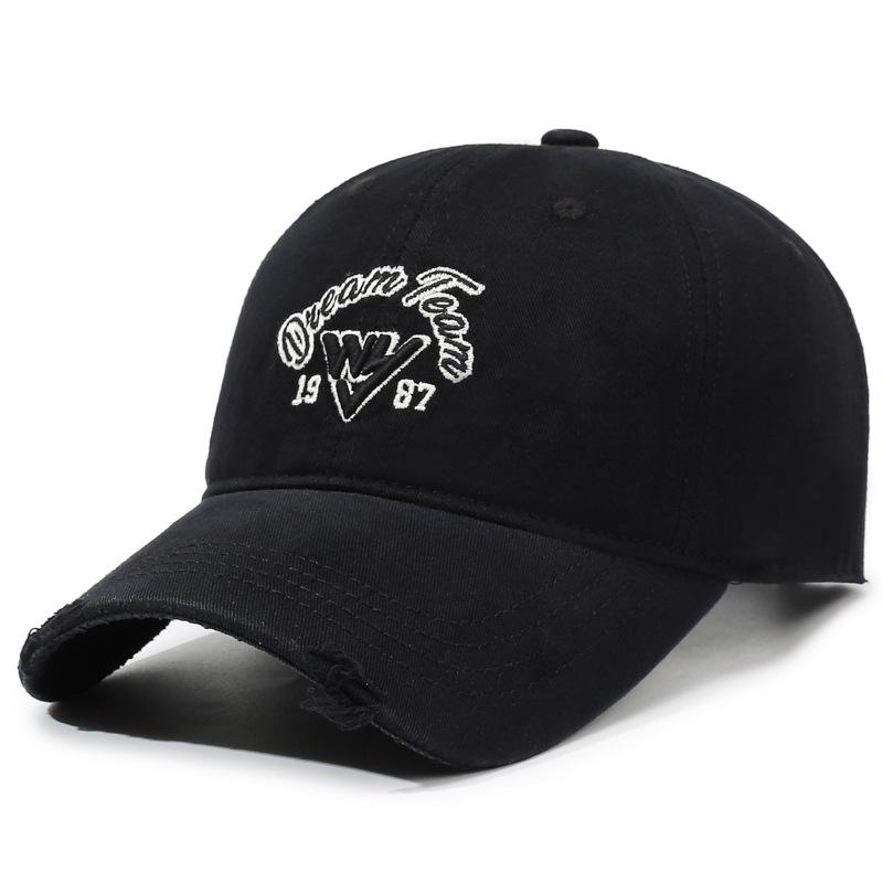 Embroidered Letter Baseball Cap Unisex Sunshade Soft Top Raked Cap Couple's Outdoor Cap