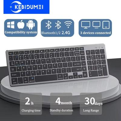 Drahtlose Tastatur Bluetooth 5.0 Tastatur 102 Tastenkappen USB C Wiederaufladbare Tastatur für Android Ios Windows