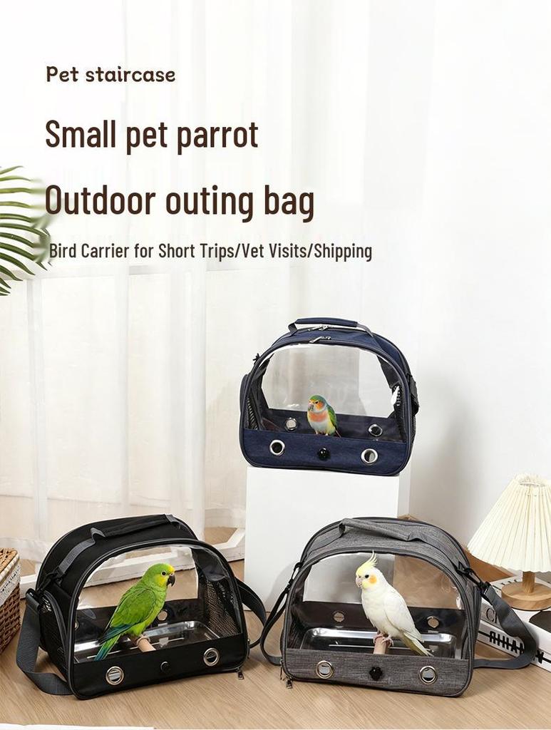 Transparent Breathable Portable Parrot Carrier - Anti-Bite, Handheld & Shoulder Crossbody Bird Cage for Small/Medium Birds Outdoors