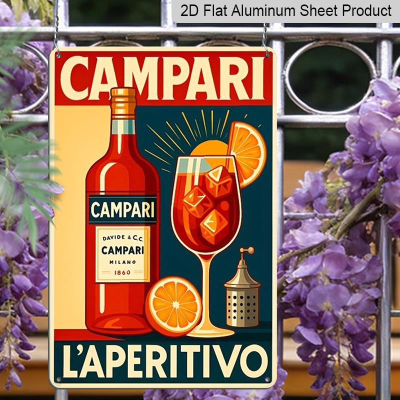 2D Plat 1 Stuk 8x12 Inch Vintage CAMPARI LAPERITIVO Bord/Metaal Aluminium Kunst Wanddecoratie, Leuke Vintage Plaquette Decoratie, Huisdecoratie, Restaurantdecoratie