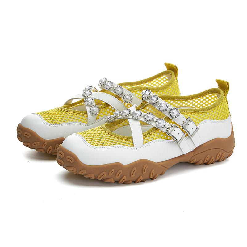 

Fashion AIYUQI Women s Sneakers Shoes Summer 2025 New Non-slip Comfortable Mesh Female Sandals Large Size Mary Jane Shoes For Women 43 жёлтый