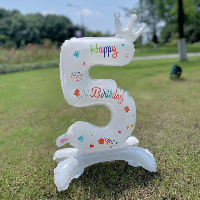32 Inch Standing White Number Balloons Birthday Decoration Balloons Kids Birthday First Party Girl Banquet Shower Baby Decor 