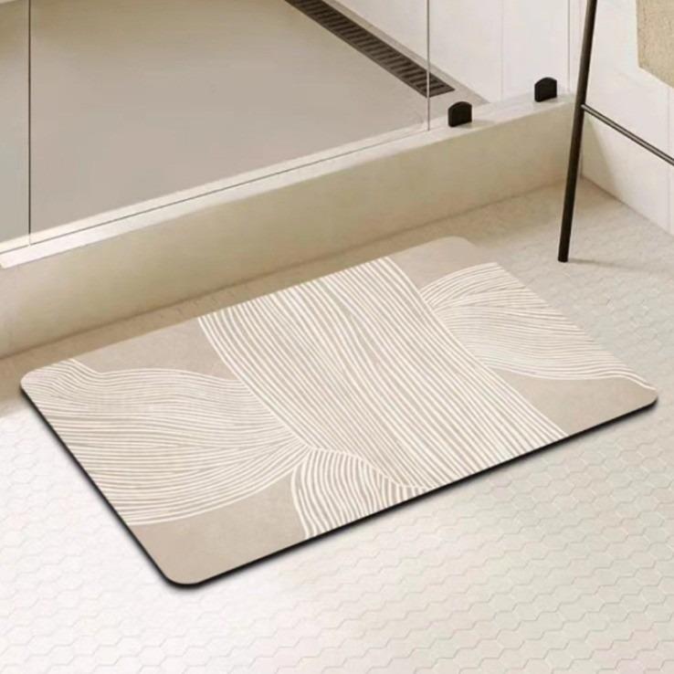 Moderne gestreifte Badematte Badezimmer Schnell trocknender Teppich Duschraum Leicht zu reinigen Fußmatte Super saugfähig Rutschfest Kieselgurmatte