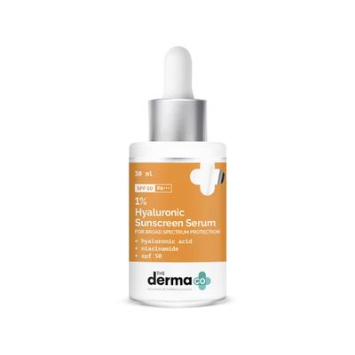 The Derma Co Hyaluronové sérum na opalování SPF 50 s niacinamidem Lehká nemastná denní péče proti slunci 30 ml
