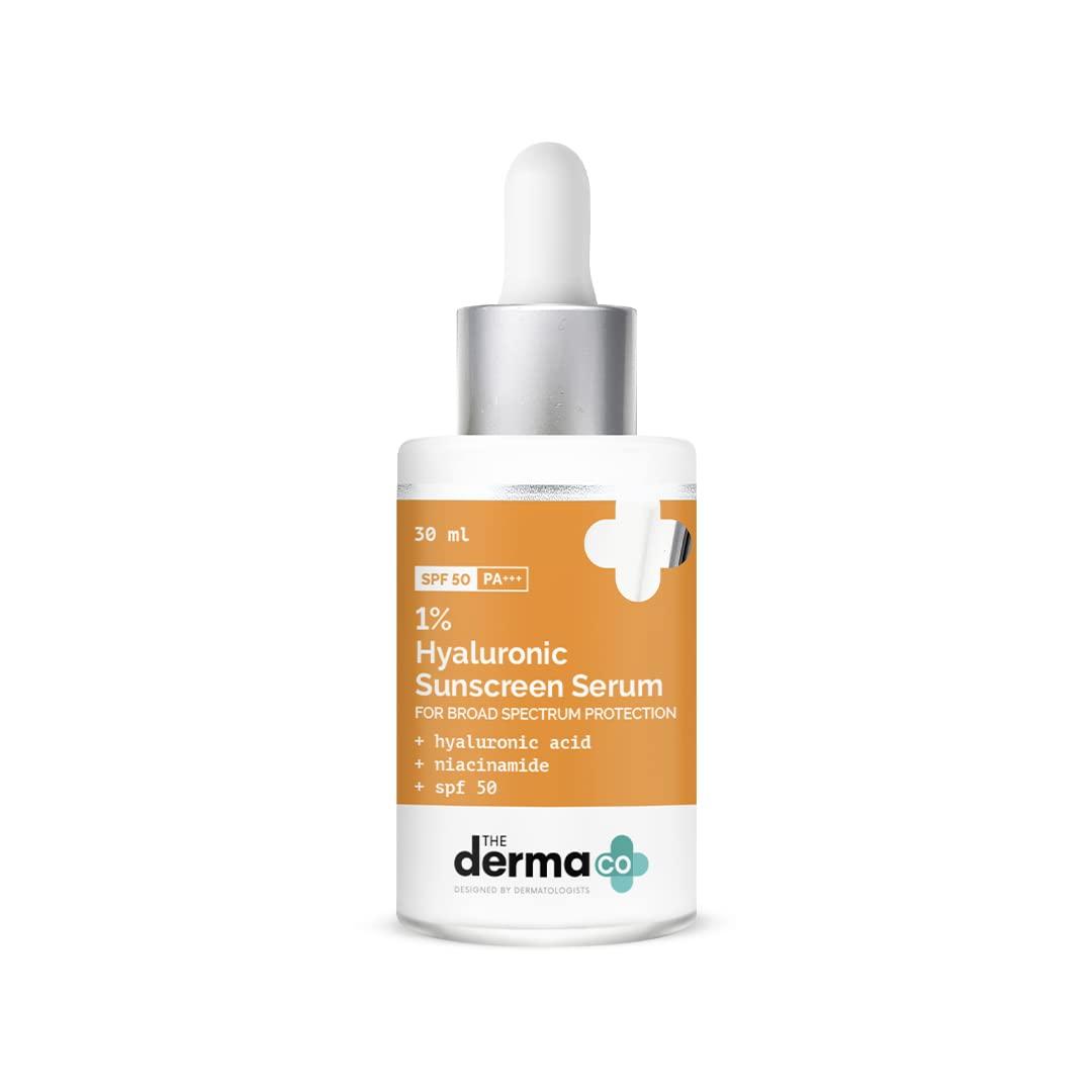 

The Derma Co Hyaluronic Acid Sunscreen Serum SPF 50 With Niacinamide Lightweight Non Greasy Daily Sun Care 30 ml