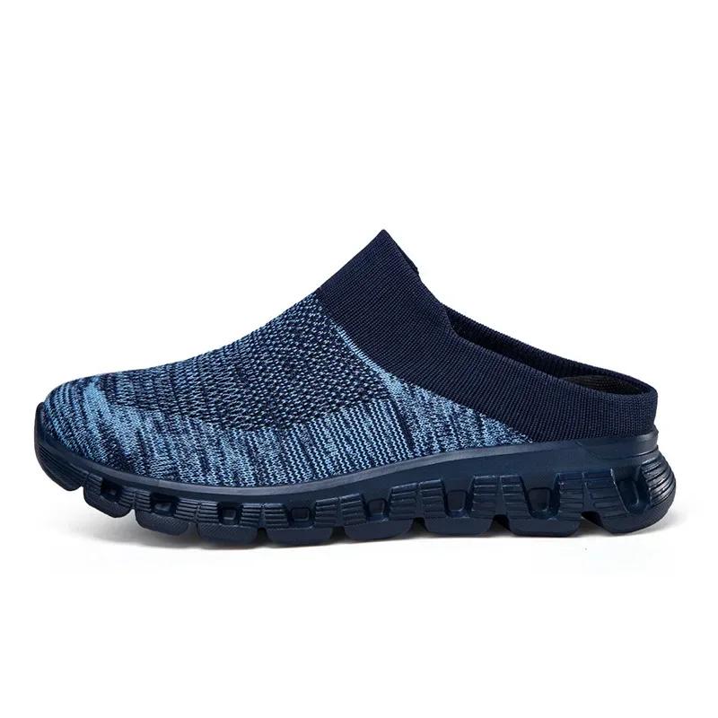 Fashion Slip On Women Slippers Mesh Breathable Shoes Outdoor Sock Slides Men Shoes Fashion Flats Knitted Upper Breathable Couple Shoes