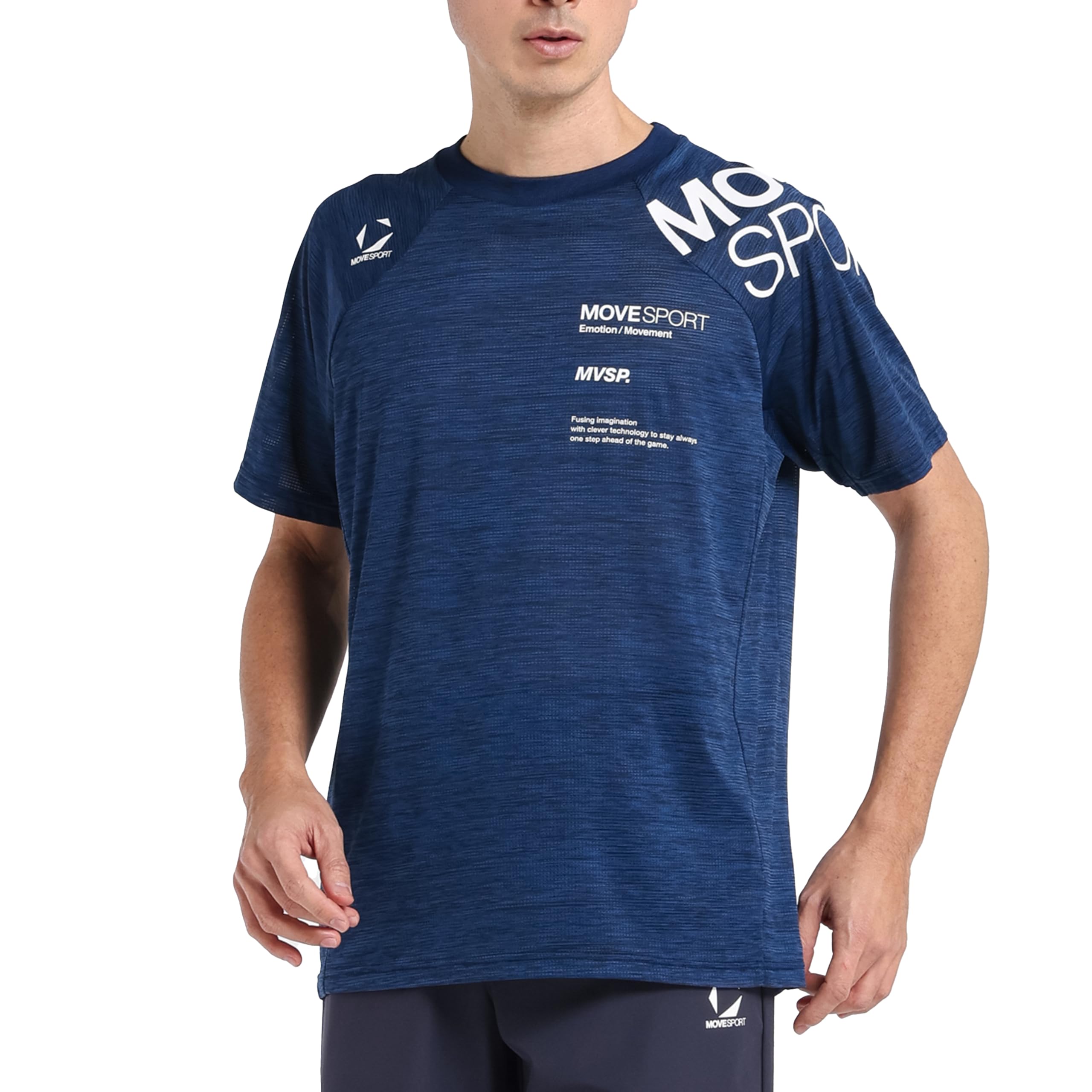 

MOVE SPORT Breathe Plus Short Highly Crew DMMPJA61 NV01 Men s T-Shirt, Sleeve, Stretch, Moisture-Wicking, Quick-Drying, Breathable, Neck, Descente,